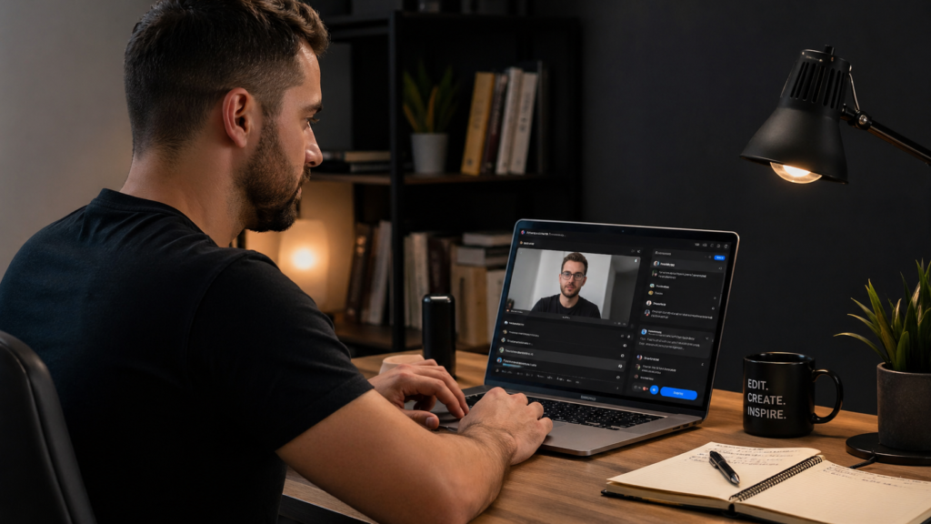 freelancer editor de vídeo negociando com cliente online