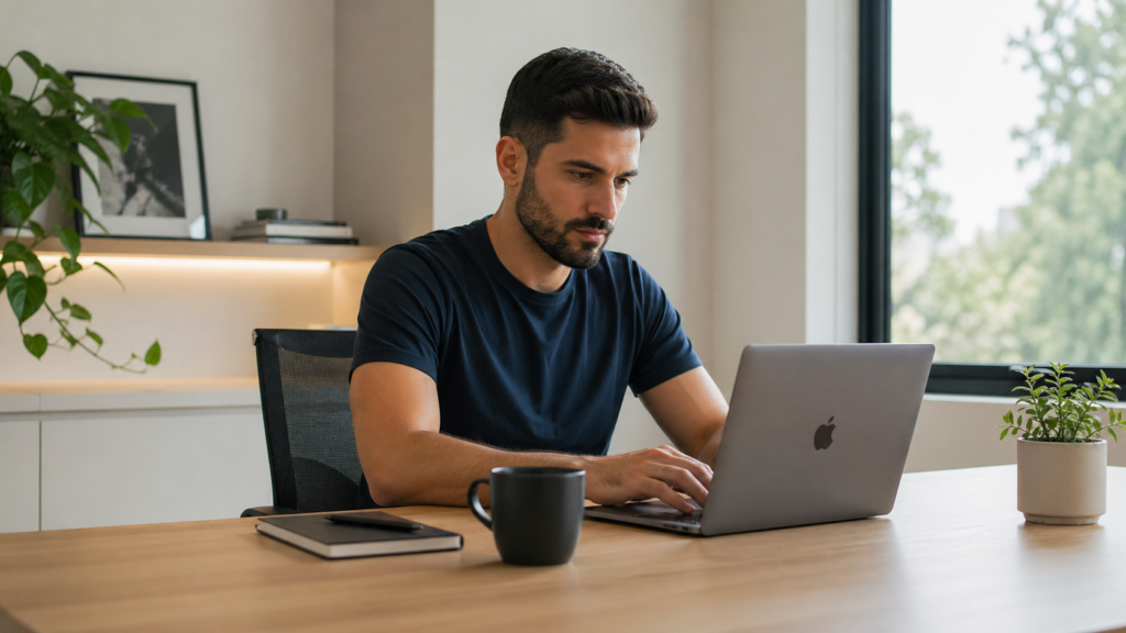 rotina produtiva de editor de vídeo em home office
