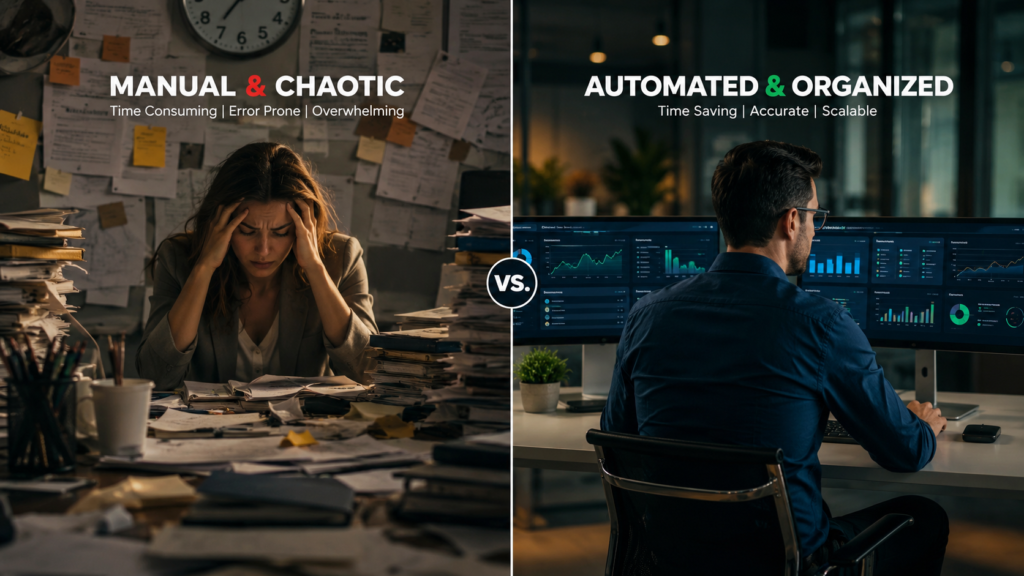 Comparação entre negócio manual e automatizado
