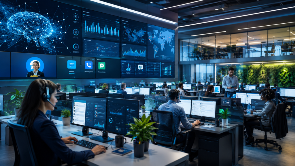 inteligência artificial no atendimento ao cliente em empresa moderna