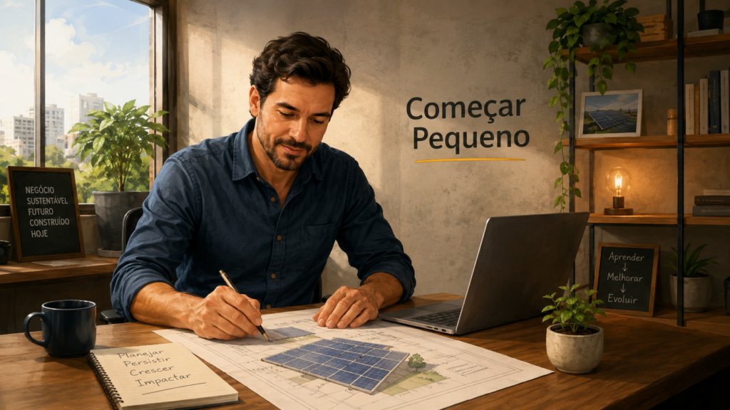 pequeno empreendedor iniciando negócio de energia solar