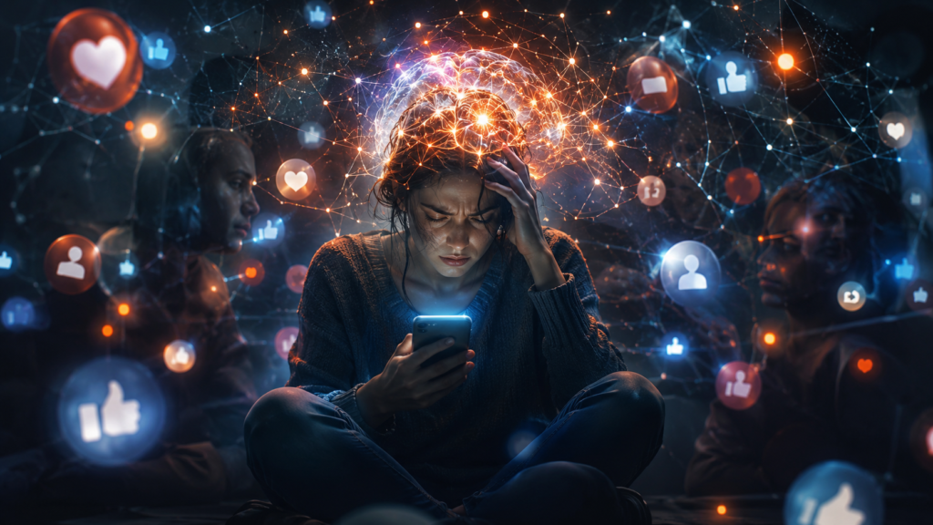impacto das redes sociais na saúde mental e no cérebro humano