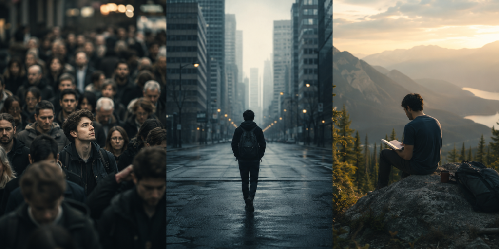 Diferenças visuais entre solidão, isolamento social e solitude