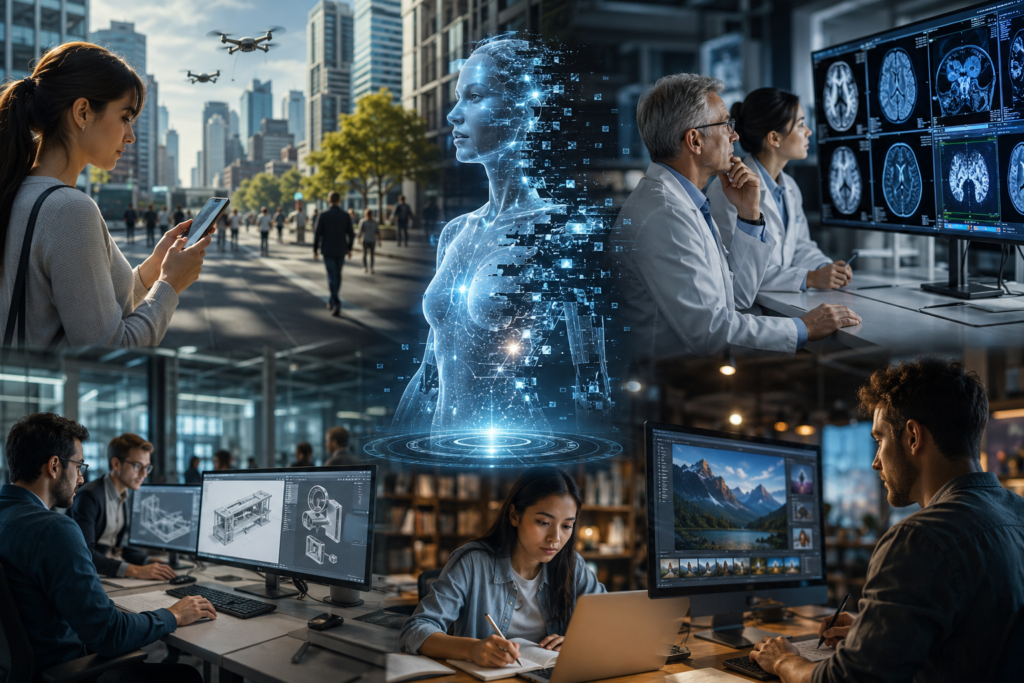 Representação da inteligência artificial presente no cotidiano, mostrando que a IA evoluiu rapidamente, mas ainda possui limitações importantes.